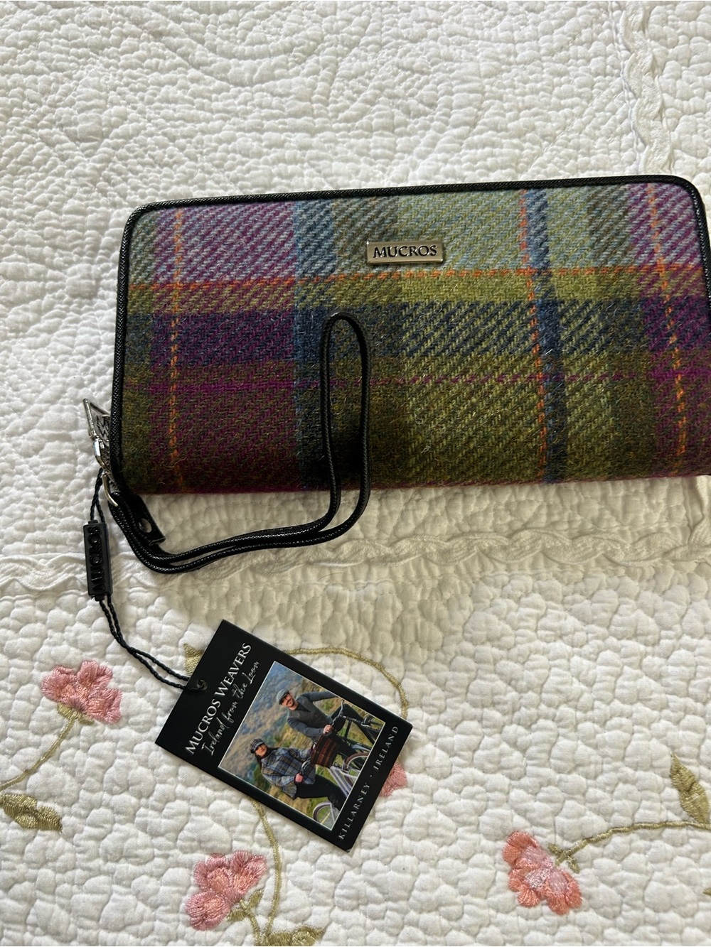 Plaid wristlet wallet
